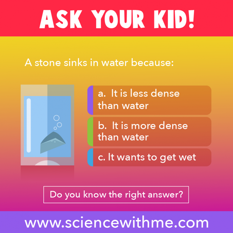 A stone sinks in water because...